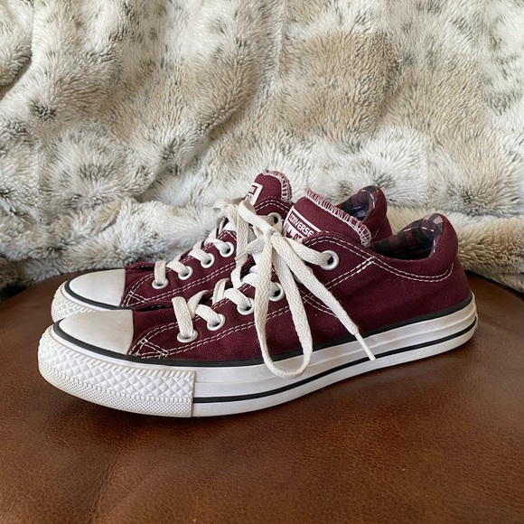 Converse Burgundy and Plaid Shoes - Picture 2 of 11